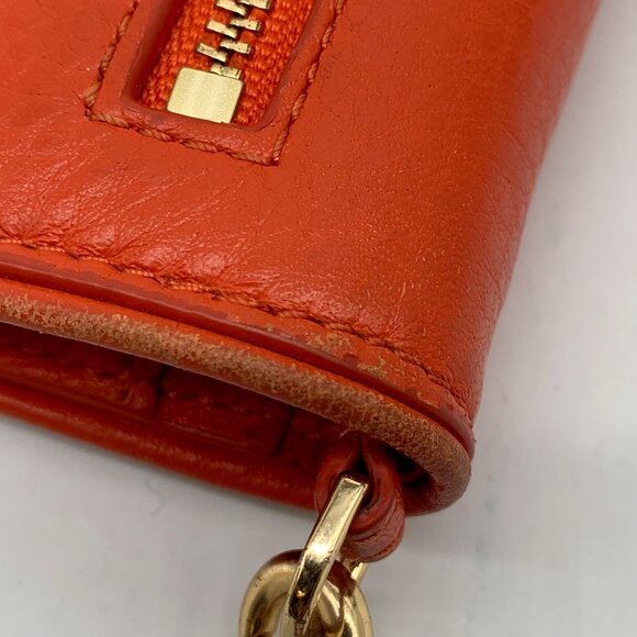 Tory Burch Orange Leather Britten Smartphone Wristlet - Picture 6 of 10